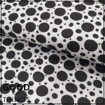 Tecido Bolas Pretas fundo Branco