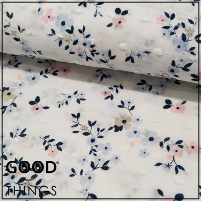 Tecido Plumeti Ramos Azuis