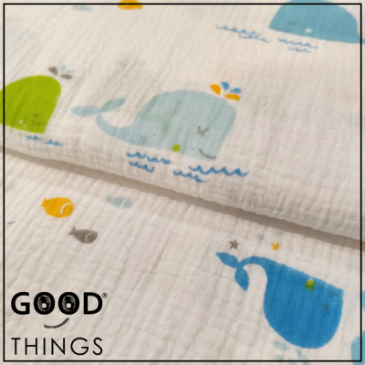 Musselina | Double Gauze | Baleias Azuis e Verdes