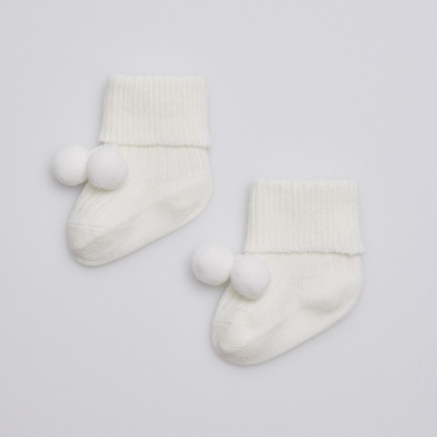 Meia Recém-Nascido Pérola com Borlas