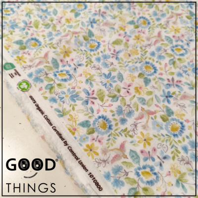 Musselina | Double Gauze | Floral Azul e Verde