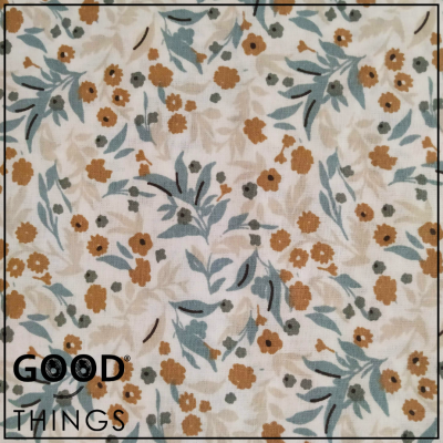 Tecido Tisana | Floral Azul fundo Branco