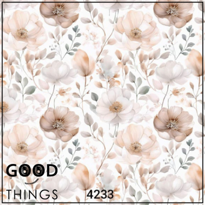 Tecido Magnólias tons Bege