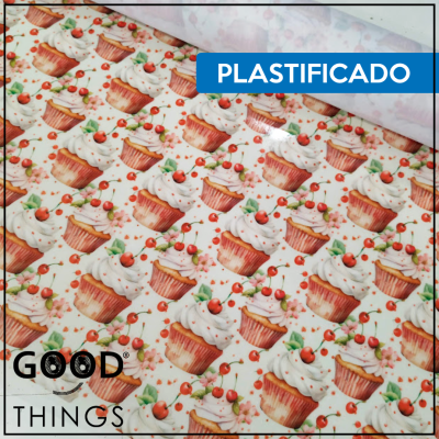 Tecido Plastificado | Cupcakes e Cerejas