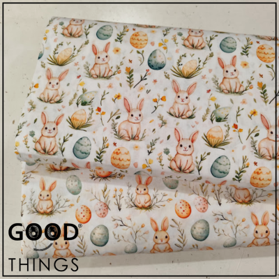 Tecido Páscoa | Coelhos Fofinhos Pérola