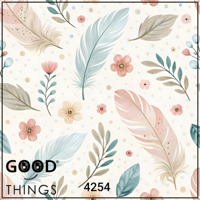 Tecido Penas e Flores