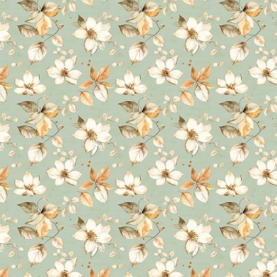 Tecido Magnólias fundo Verde