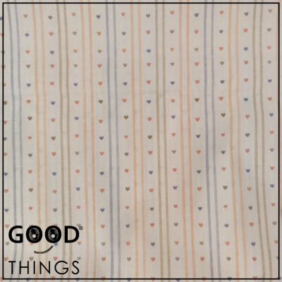 Tecido Listrado Corações fundo Bege