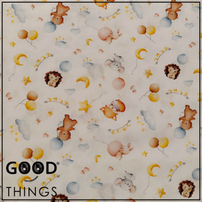 Tecido Animais, Balões e Estrelas