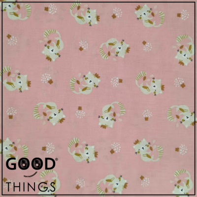 Tecido Friendly Cats | Fundo Rosa Chiclete