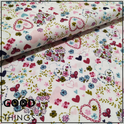 Tecido Algodão Orgânico | Flores e Corações