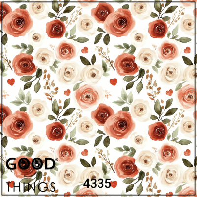 Tecido Rosas fundo Branco