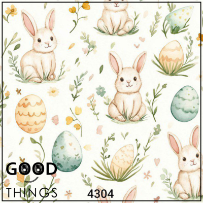 Tecido Páscoa | Coelhos Fofinhos Pérola