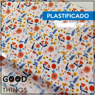 Tecido Plastificado | Jardim Florido fundo Branco