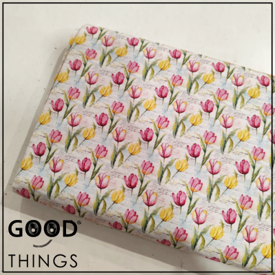 Tecido Túlipas Rosa e Amarelas