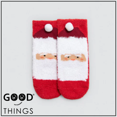 Meia Bebé Antiderrapante Pai Natal