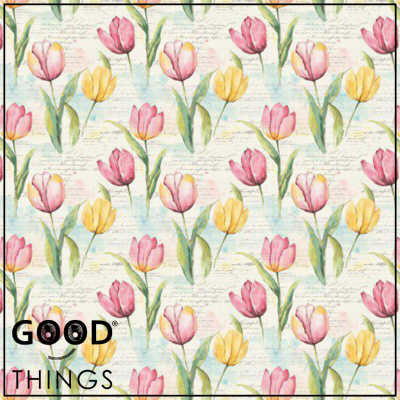 Tecido Túlipas Rosa e Amarelas