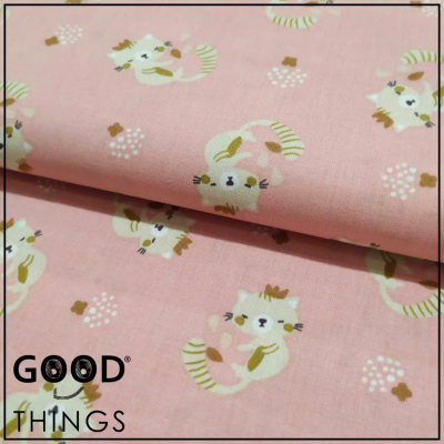 Tecido Friendly Cats | Fundo Rosa Chiclete