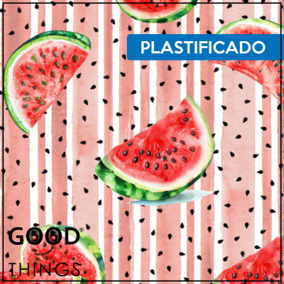 Tecido Plastificado | Melancias fundo Riscas