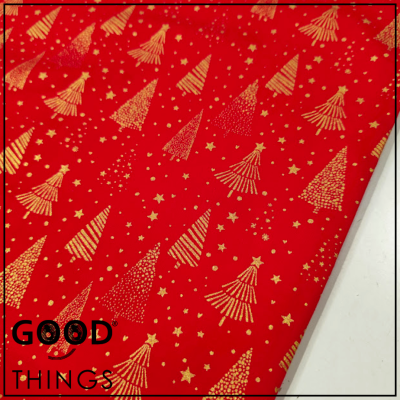 Tecido Natal | Árvore de Natal fundo Vermelho