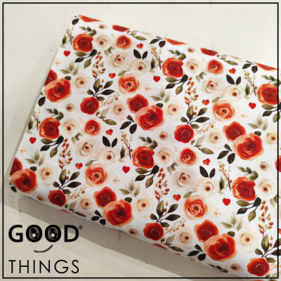 Tecido Rosas fundo Branco