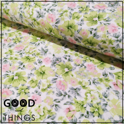 Tecido Algodão Orgânico | Flores Verde