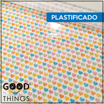 Tecido Plastificado | Corações Coloridos