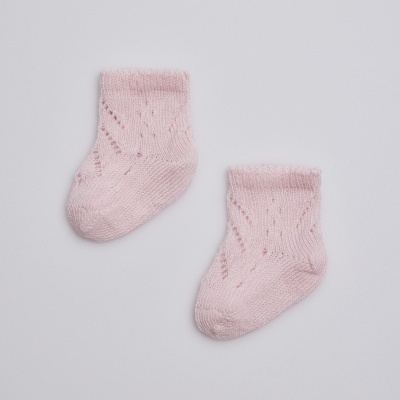 Meia Recém-Nascido Rosa Rendada