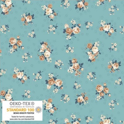 STOF FABRICS | Molly Roses | Rosas fundo Azul