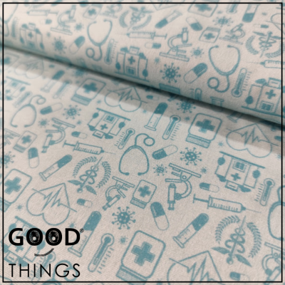 Tecido Laboratório tons Azuis