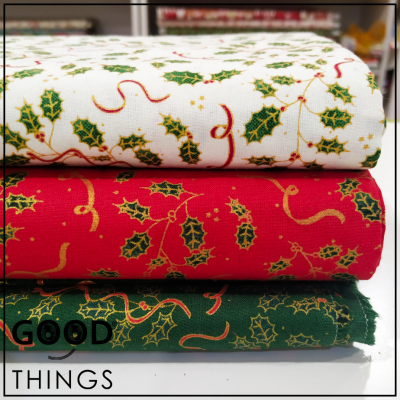 Tecido Azevinho fundo Verde