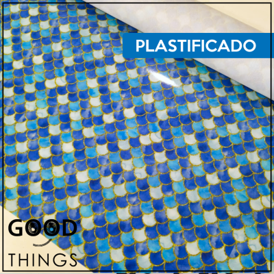 Tecido Plastificado | Escamas Azuis