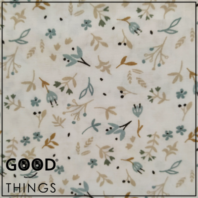 Tecido Tisana | Florinha Azul fundo Branco