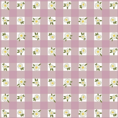 Retalho 35 x 150cm - FABRICART | Miss Daisy | Mini Daisy no Xadrez Rosé