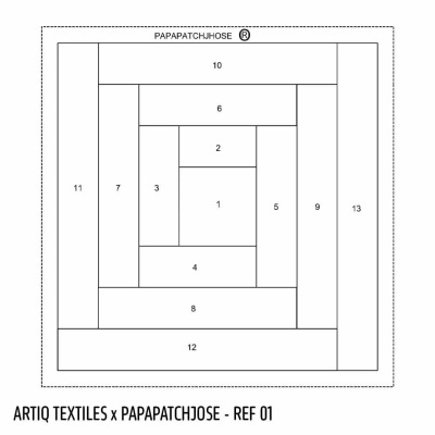 Bloco de Patchwork | Quadrado Log Cabin