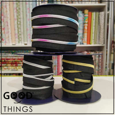 Fecho a metro metalizado | Malha 5 | Fundo Preto