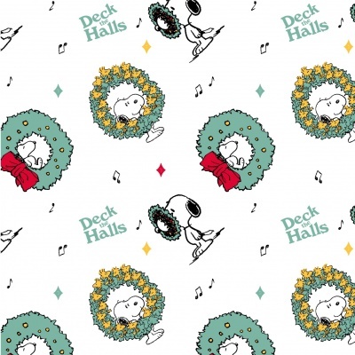 Tecido Peanuts | Snoopy Deck the Halls