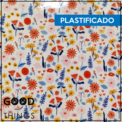 Tecido Plastificado | Jardim Florido fundo Branco