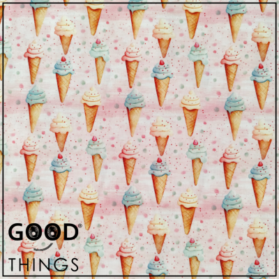 Tecido Cones de Gelado fundo Rosa