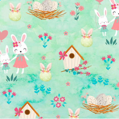 Tecido Páscoa | Jardim de Páscoa fundo Água