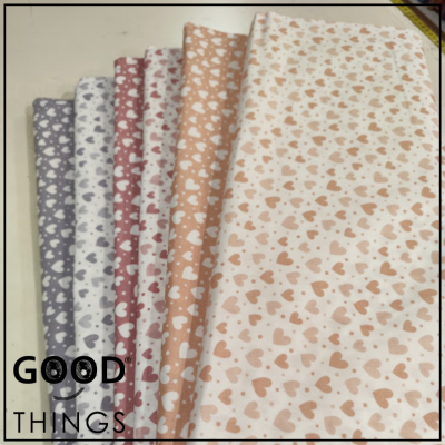 Tecido Corações com Bolinhas