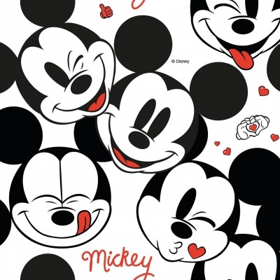 Tecido Disney | Mickey Faces fundo Branco
