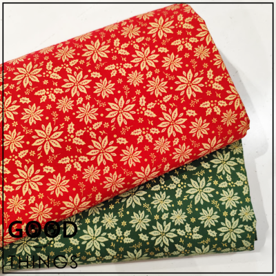 Tecido Natal | Flor de Natal Douradas