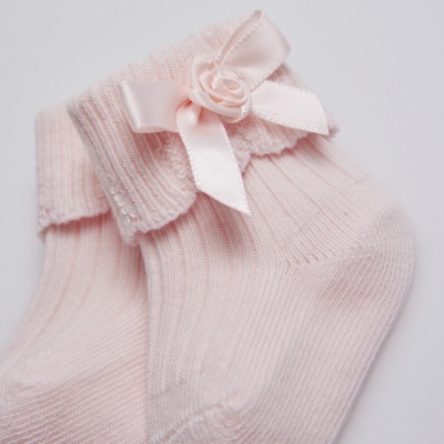 Meia Recém-Nascido Rosa com Laço