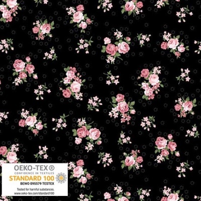 STOF FABRICS | Molly Roses | Rosas fundo Preto