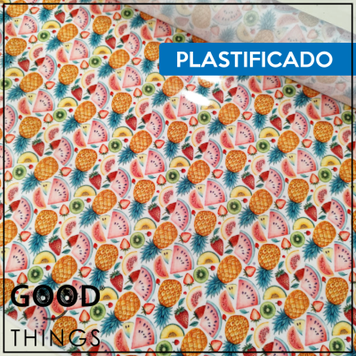 Tecido Plastificado | Frutas Tropicais fundo Branco