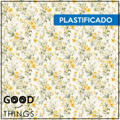 Tecido Plastificado | Raminho de Flores Amarelas