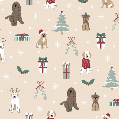 Tecido Festive Dogs