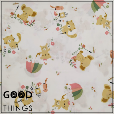 Tecido Friendly Cats | Fundo Branco