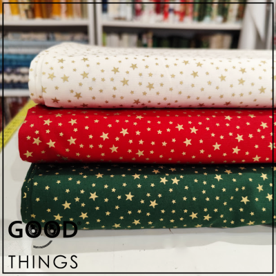 Tecido Natal | Estrelinhas Douradas